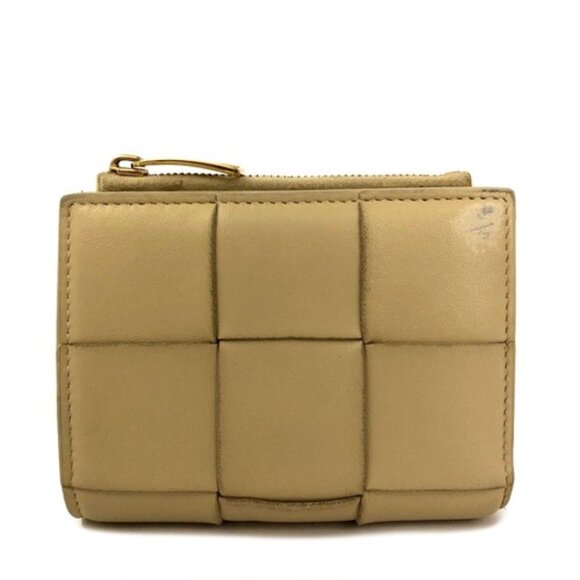 Bottega Veneta Handbags - Bottega Veneta Intrecciato Cassette Lambskin Bifold Wallet Cream/2BG4597